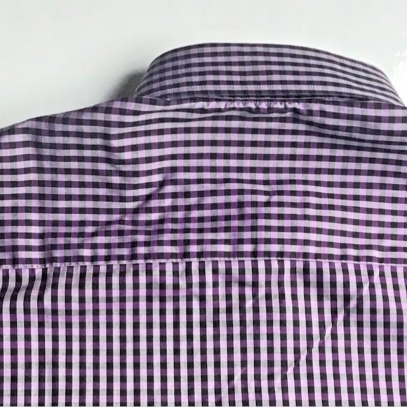 ETON contemporary purple checkered cotton shirt Sz 15 3/4 -40 cm made in Europe - Picture 11 of 12